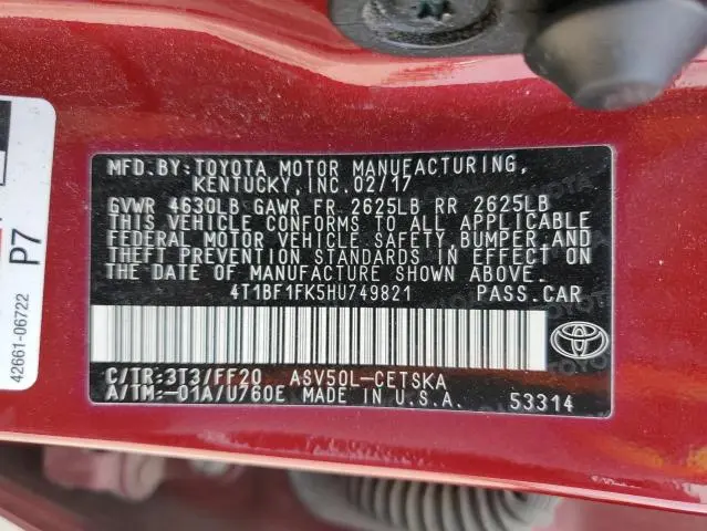 2017 TOYOTA CAMRY LE  