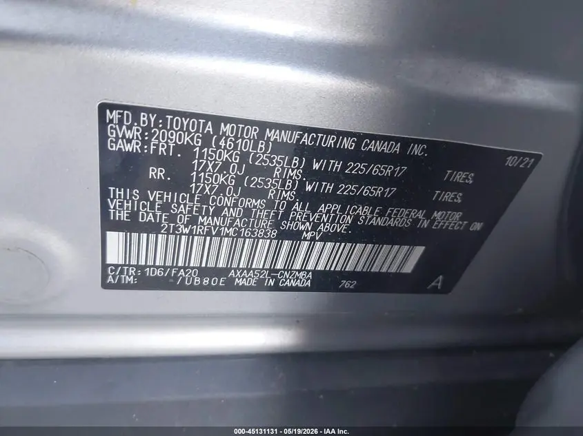 2021 TOYOTA RAV4 XLE