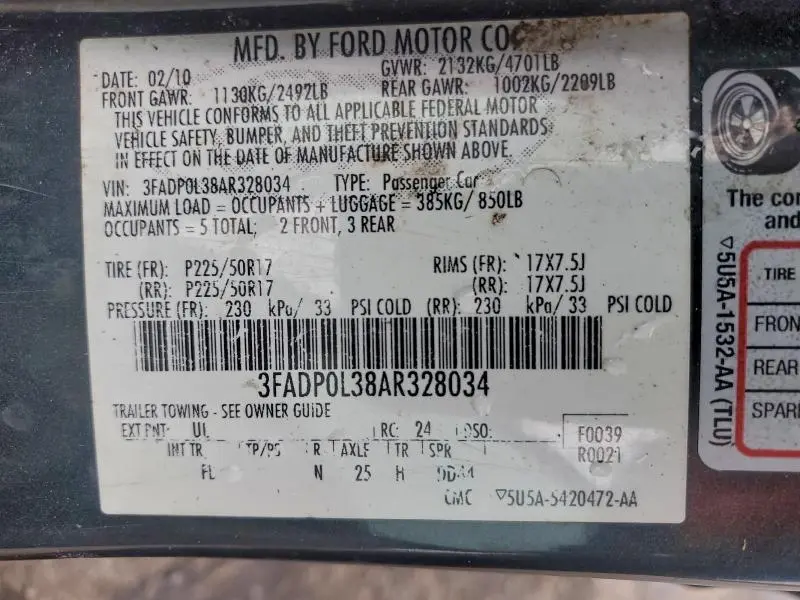 2010 FORD FUSION HYBRID  