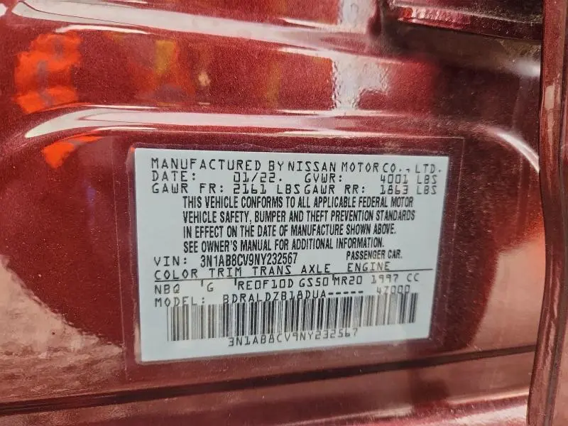 2022 NISSAN SENTRA SV  