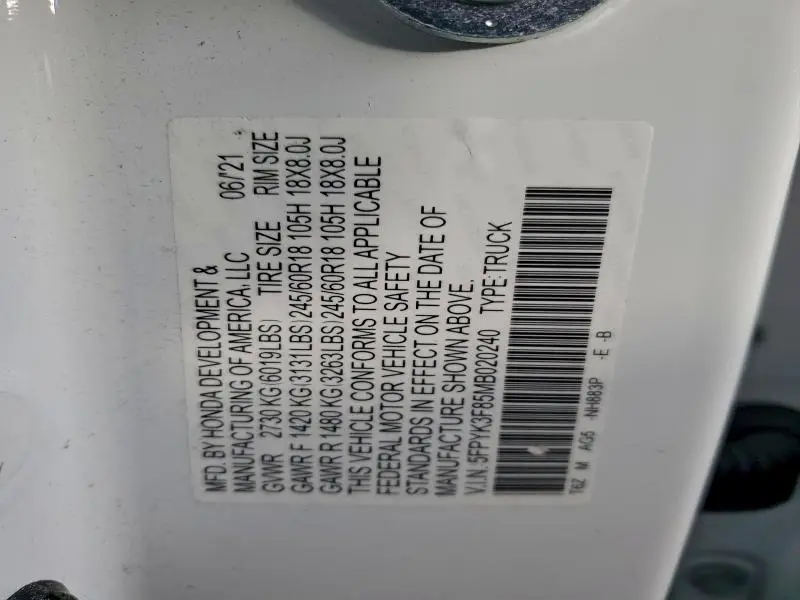 2021 HONDA RIDGELINE BLACK EDITION  