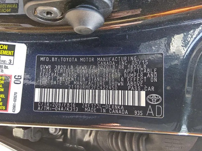 2015 TOYOTA COROLLA LE  