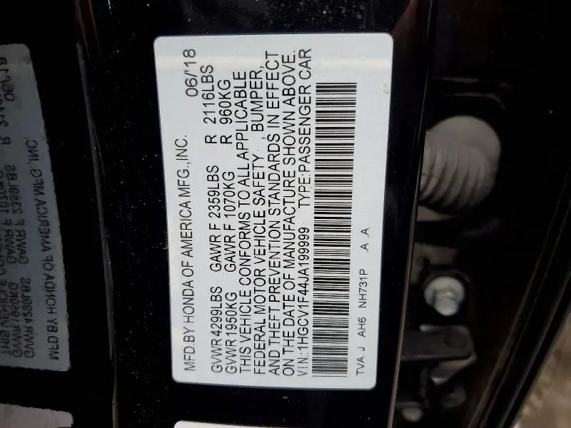 2018 HONDA ACCORD EX  
