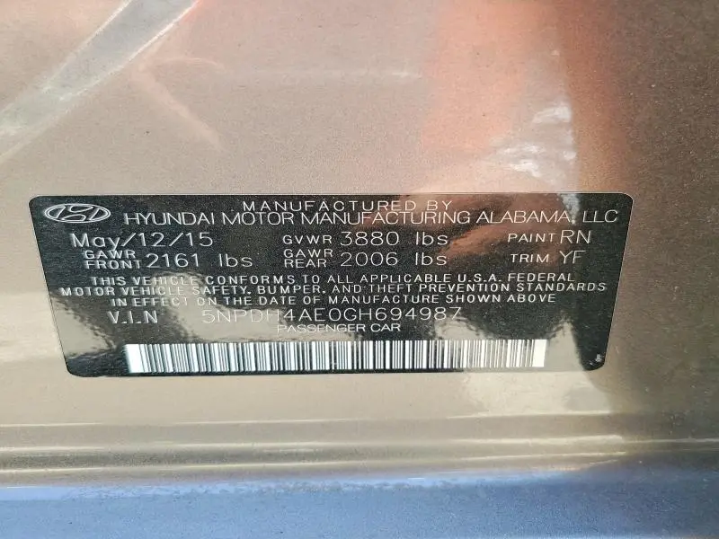 2016 HYUNDAI ELANTRA SE  