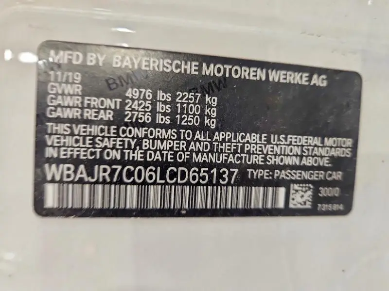2020 BMW 530 XI  