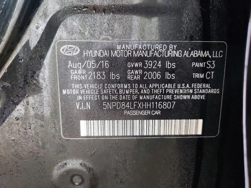 2017 HYUNDAI ELANTRA LIMITED  