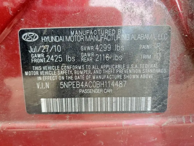 2011 HYUNDAI SONATA GLS  