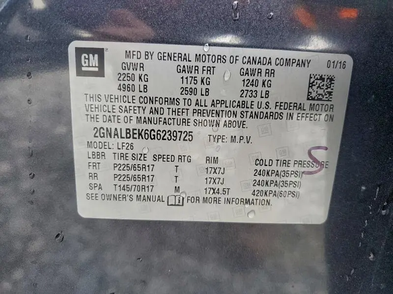 2016 CHEVROLET EQUINOX LS  