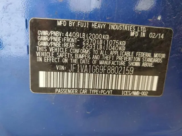 2015 SUBARU WRX LIMITED  