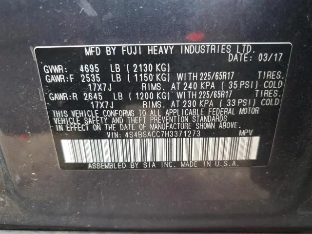 2017 SUBARU OUTBACK 2.5I PREMIUM  