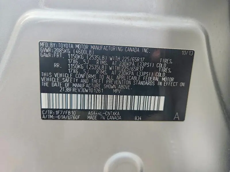 2013 TOYOTA RAV4 LE  