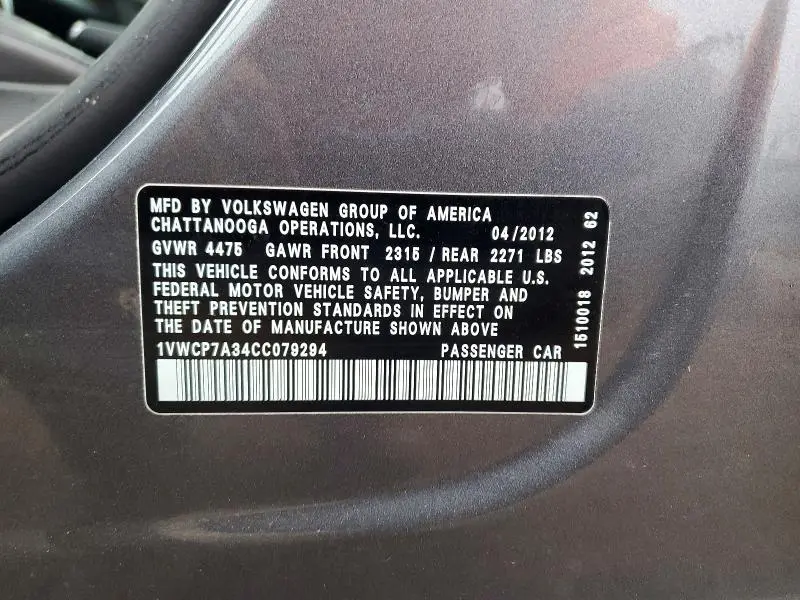 2012 VOLKSWAGEN PASSAT SEL  