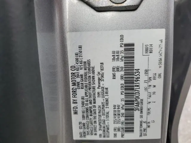 2020 FORD FUSION SEL  