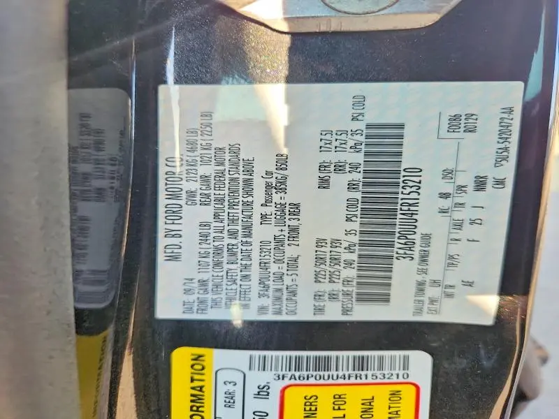 2015 FORD FUSION S HYBRID  