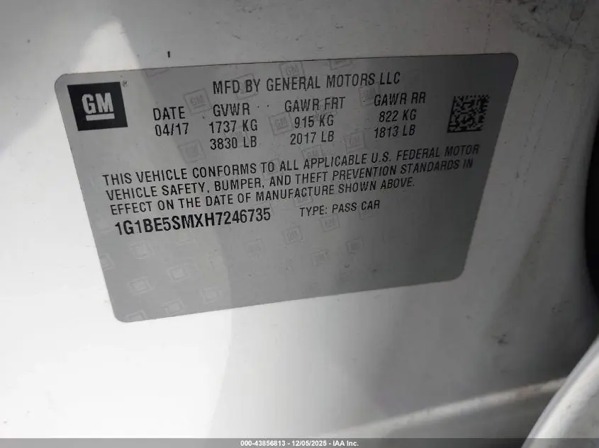 2017 CHEVROLET CRUZE LT AUTO