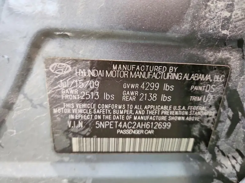 2010 HYUNDAI SONATA GLS  