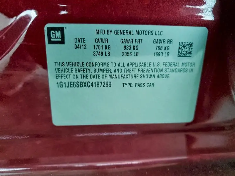 2012 CHEVROLET SONIC LTZ  