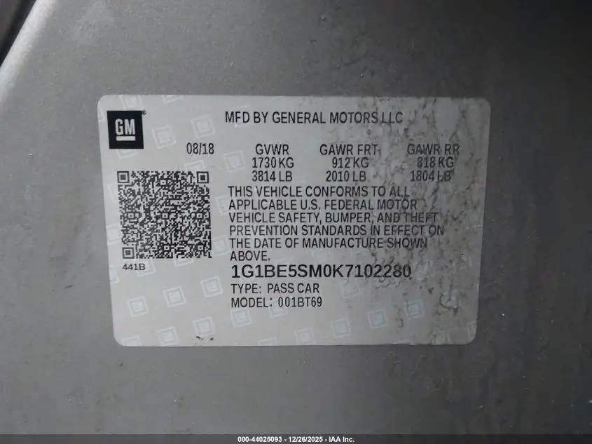 2019 CHEVROLET CRUZE LT