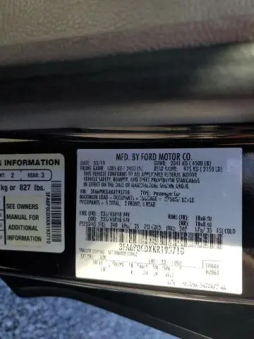 2019 FORD FUSION SEL  