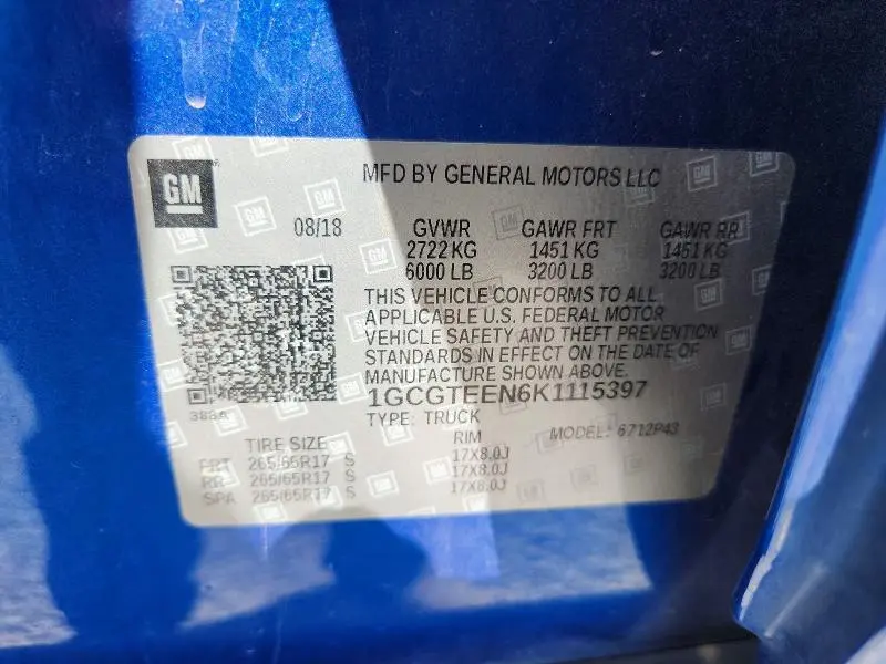 2019 CHEVROLET COLORADO ZR2  