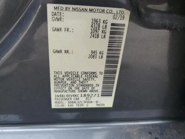 2019 NISSAN ALTIMA SL  