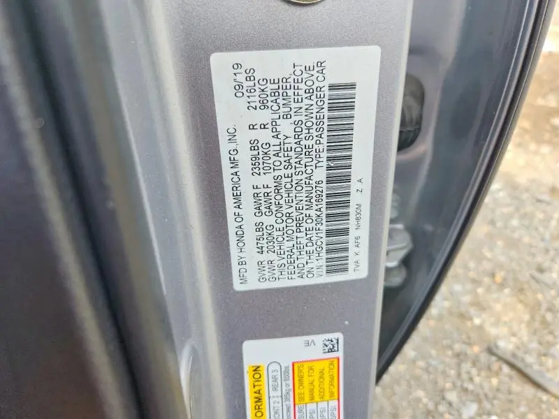 2019 HONDA ACCORD SPORT  