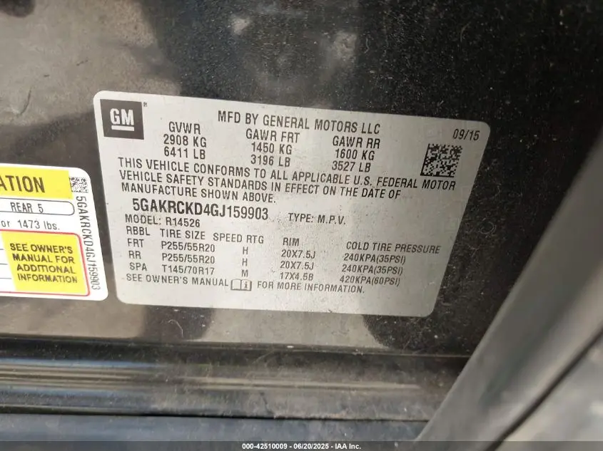 2016 BUICK ENCLAVE PREMIUM