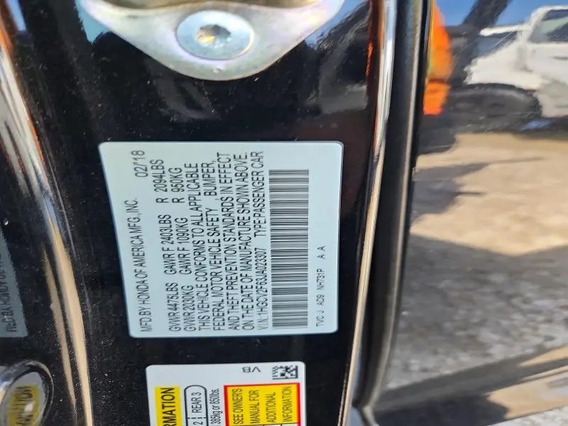 2018 HONDA ACCORD EXL  