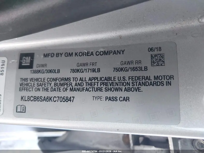 2019 CHEVROLET SPARK LS CVT