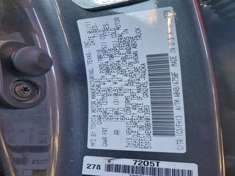 2011 TOYOTA TACOMA DOUBLE CAB  