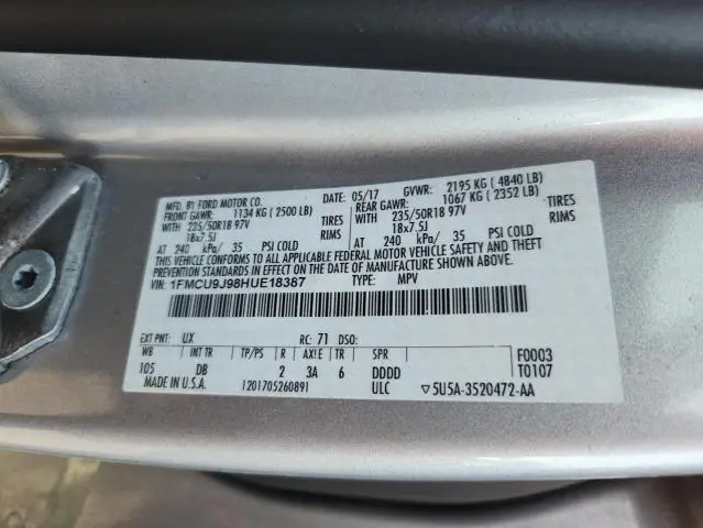 2017 FORD ESCAPE TITANIUM  