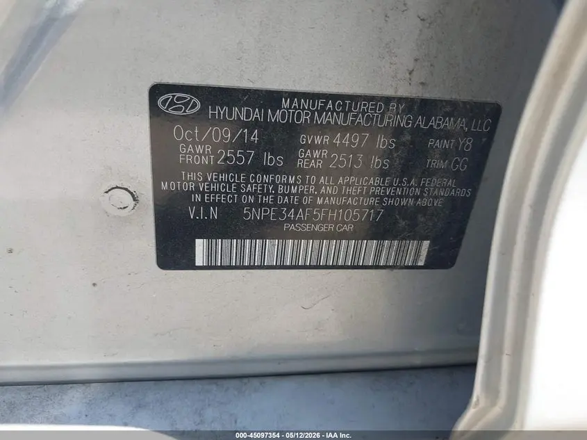 2015 HYUNDAI SONATA LIMITED