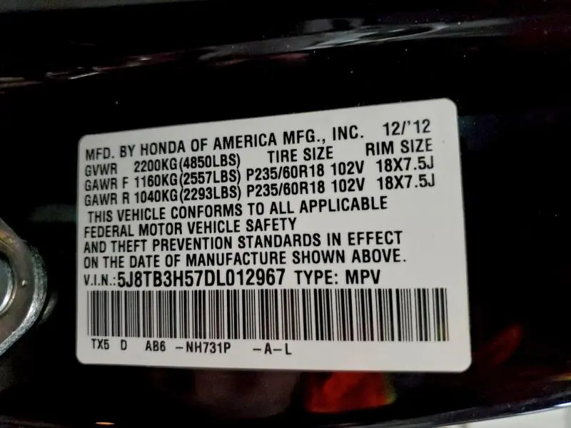 2013 ACURA RDX TECHNOLOGY  
