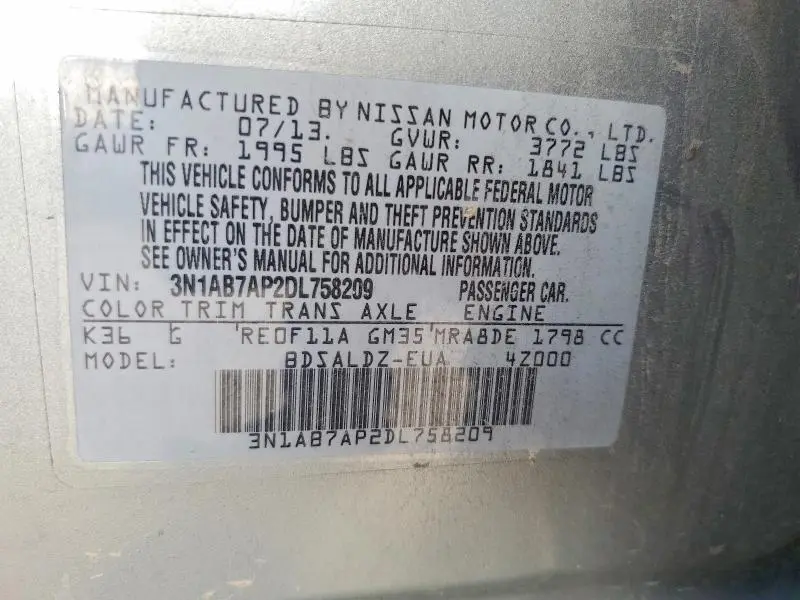 2013 NISSAN SENTRA S  