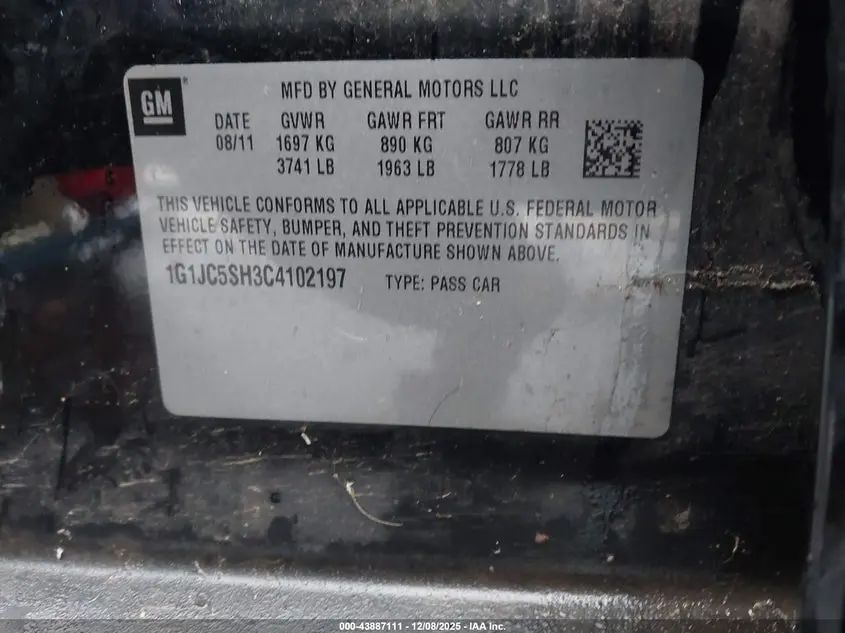 2012 CHEVROLET SONIC 2LT