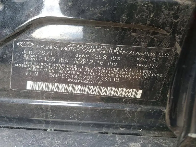 2011 HYUNDAI SONATA SE  