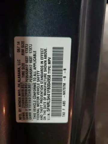 2015 HONDA ODYSSEY EX  