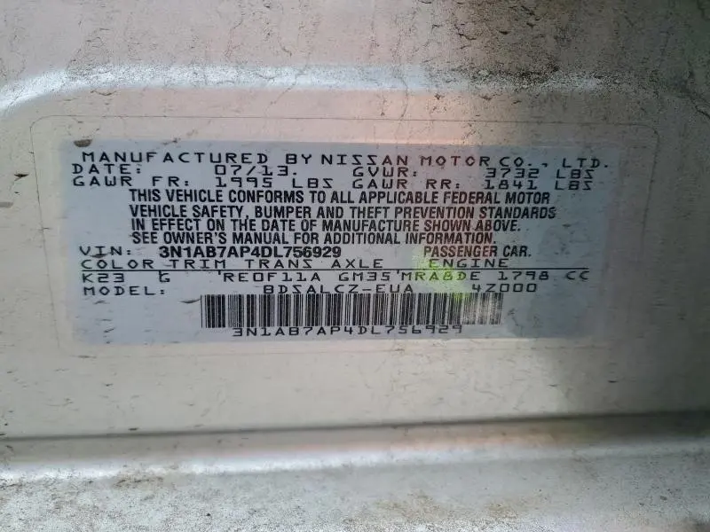 2013 NISSAN SENTRA S  