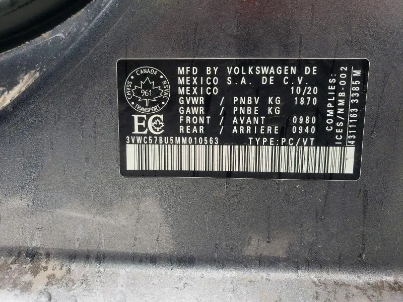 2021 VOLKSWAGEN JETTA S  