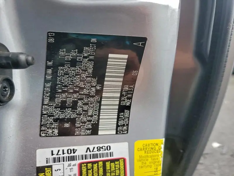 2013 TOYOTA SIENNA XLE  