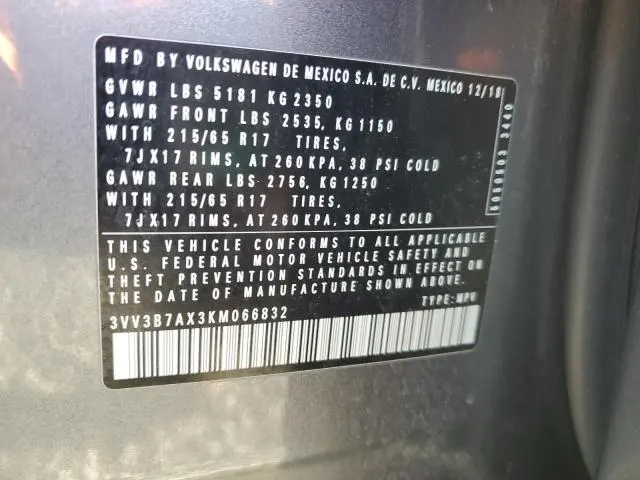 2019 VOLKSWAGEN TIGUAN SE  