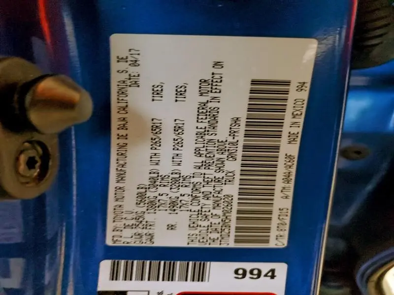 2017 TOYOTA TACOMA DOUBLE CAB  