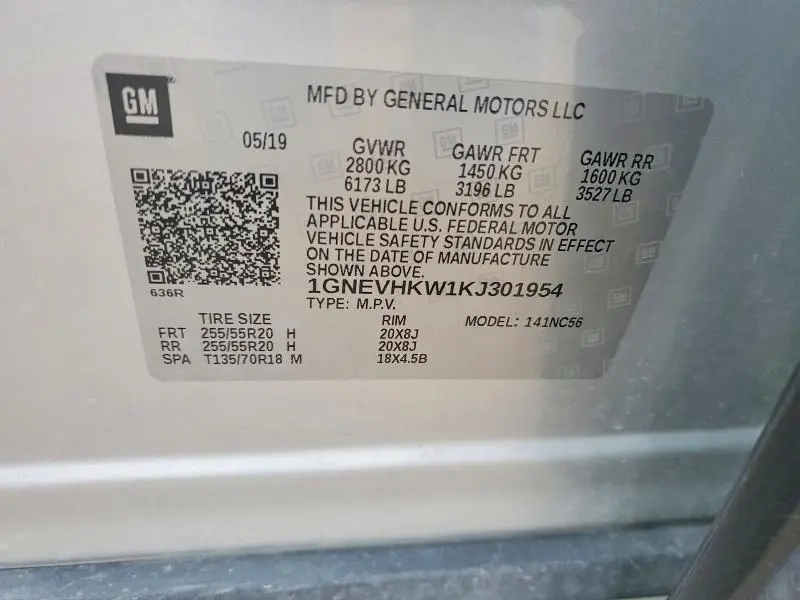 2019 CHEVROLET TRAVERSE   