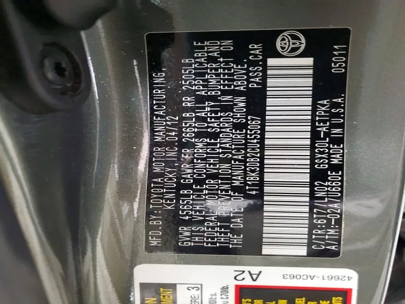 2012 TOYOTA AVALON LIMITED  