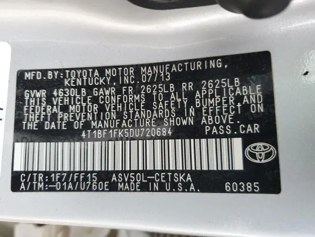 2013 TOYOTA CAMRY L  