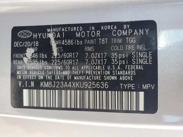 2019 HYUNDAI TUCSON SE  
