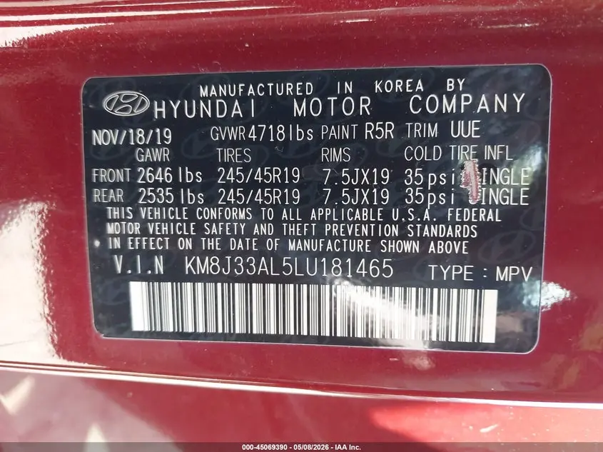 2020 HYUNDAI TUCSON SPORT