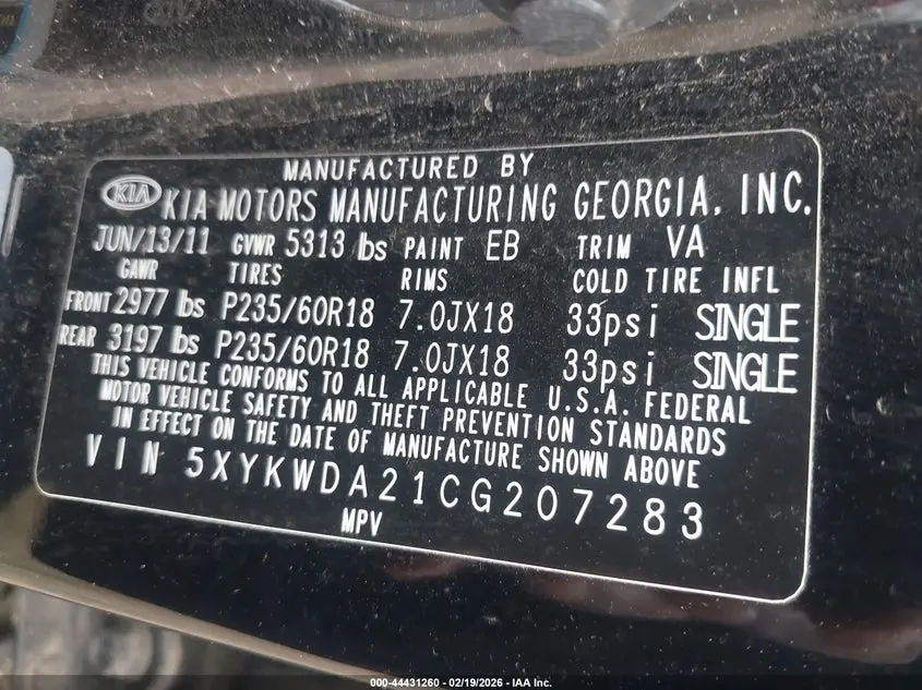 2012 KIA SORENTO SX V6