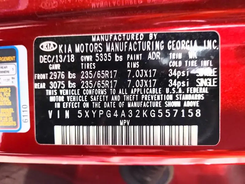 2019 KIA SORENTO LX  