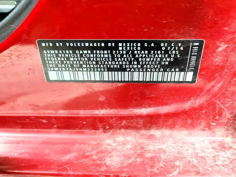 2017 VOLKSWAGEN JETTA S  